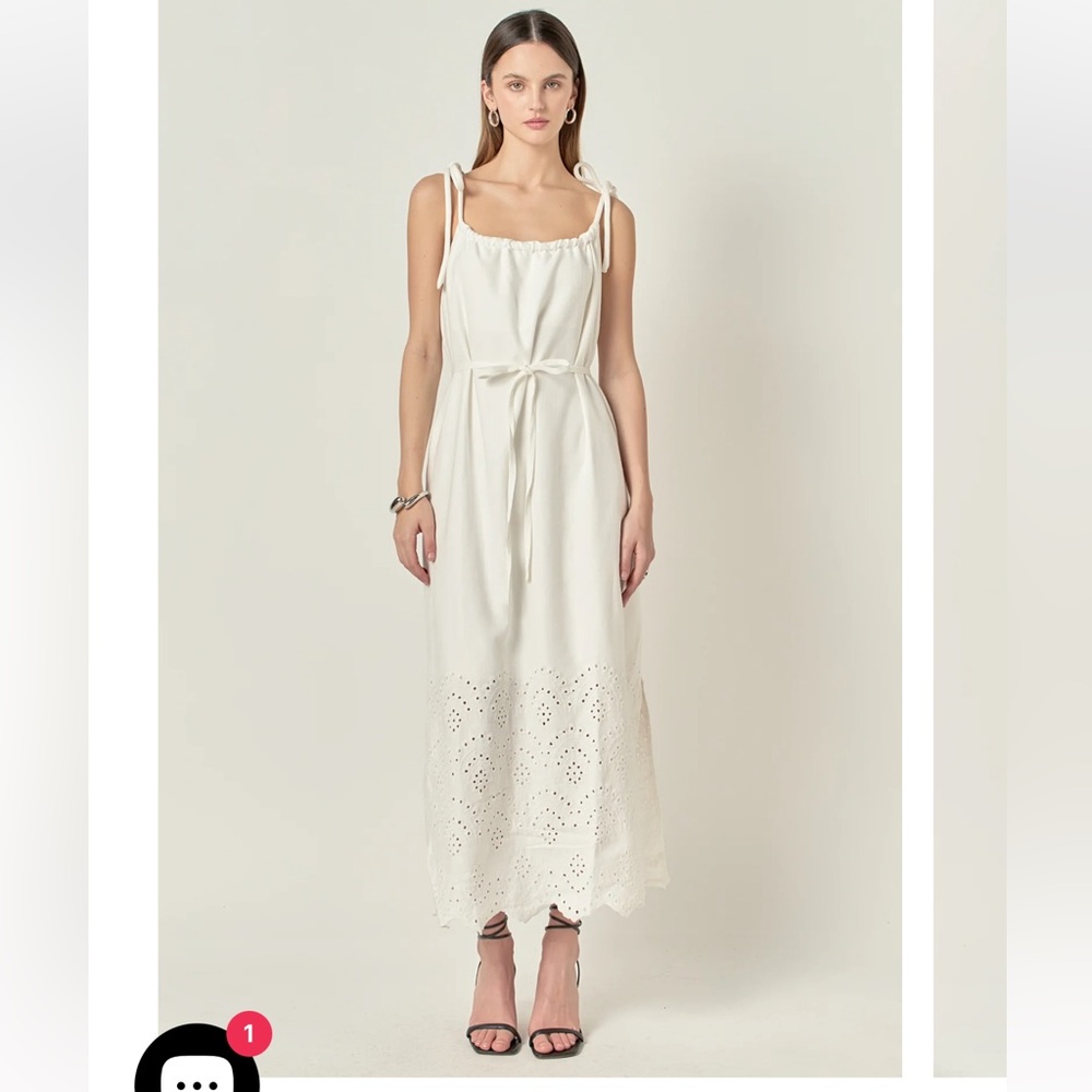 English Factory White linen eyelet dress